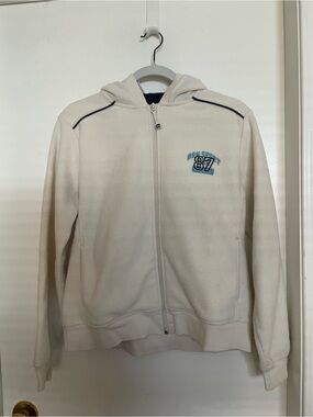Vintage Cream Hooded Zip-Front Women's Cardigan Sweater